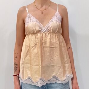 Y2K Miss‎ Ruby 100% Silk Lace Trim Camisole Top
